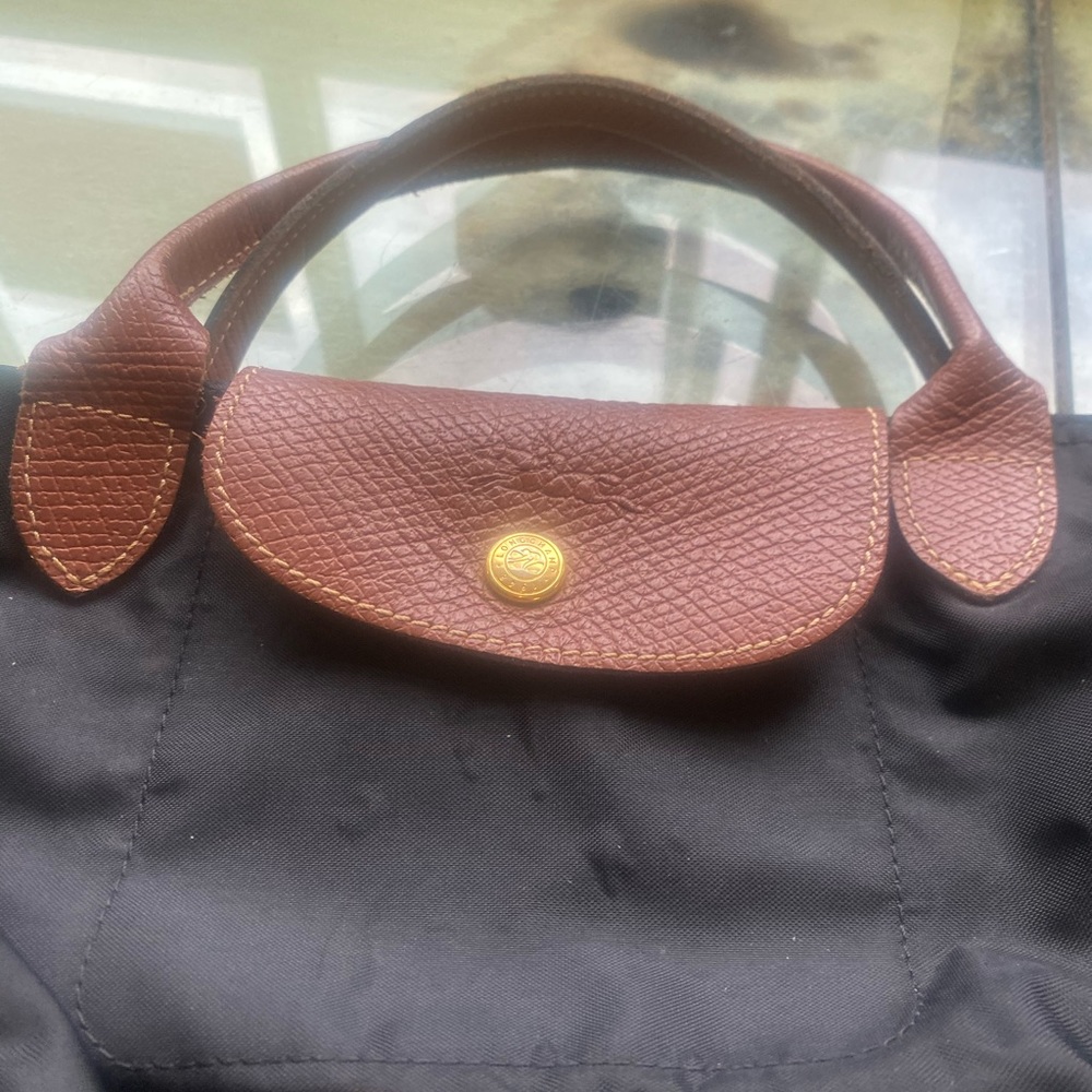 LONGCHAMP UNIQUE 💚ED Le PLIAGE SATCHEL Bag LUX CABAS VNTG w CROSSBODY OPTION GUC - Picture 9 of 12